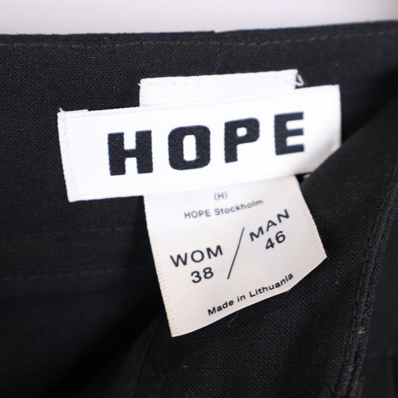 HOPE märkesetikett och storleksinformation