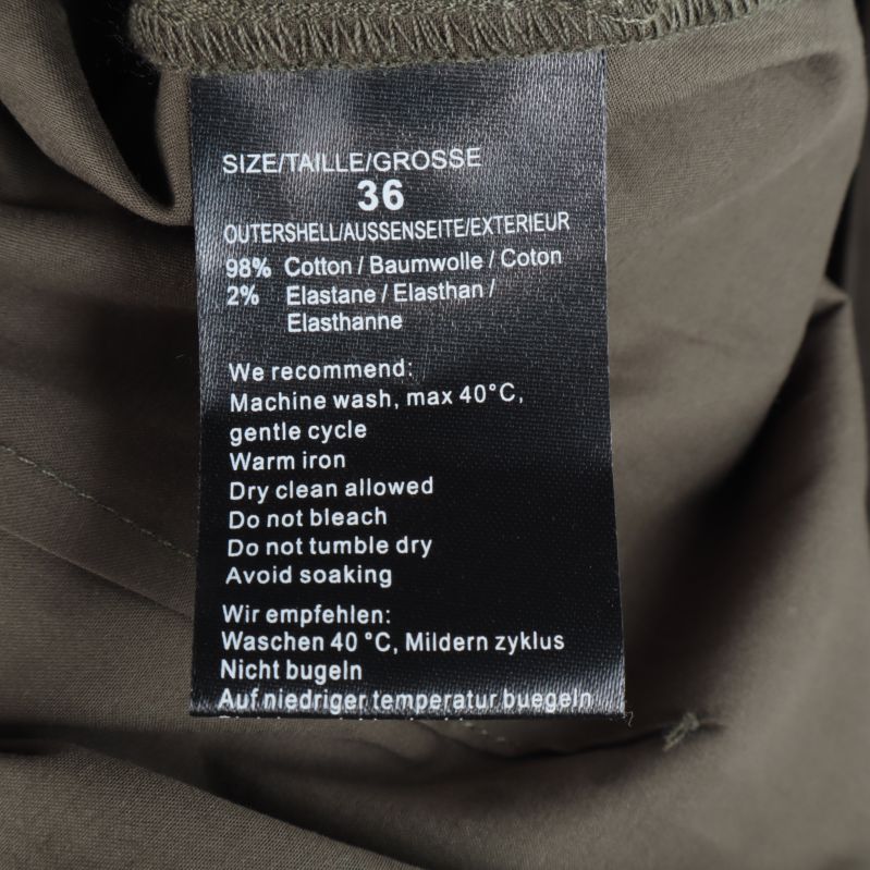 Material och tvättrådsetikett med storlek 36