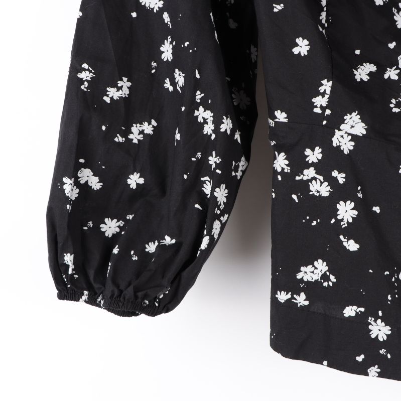Blusärm med elastisk manschett och blommönster