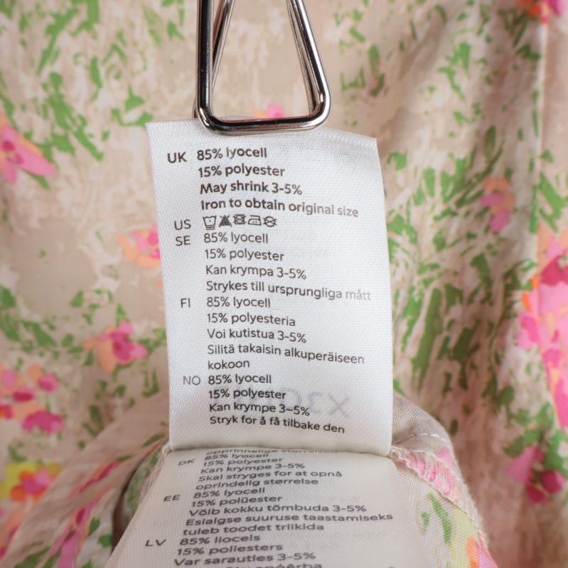 Materialetikett med detaljer