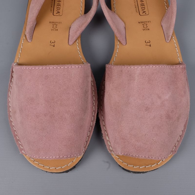 Close-up view of the front of pink sandals