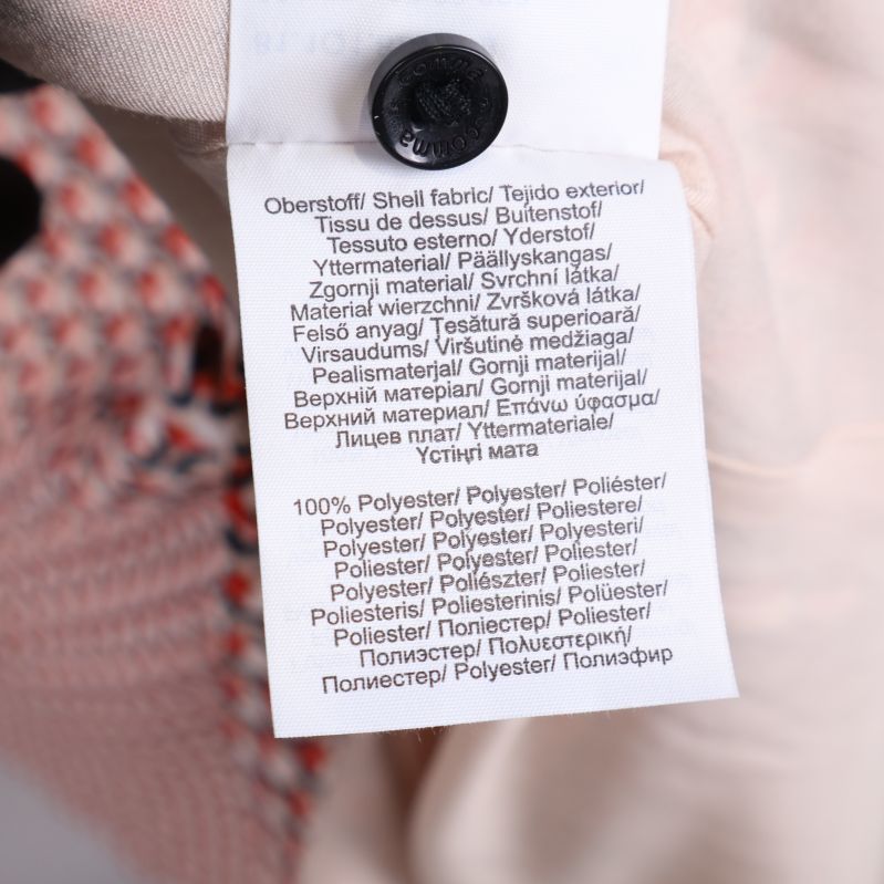 Materialetikett med 100% polyester