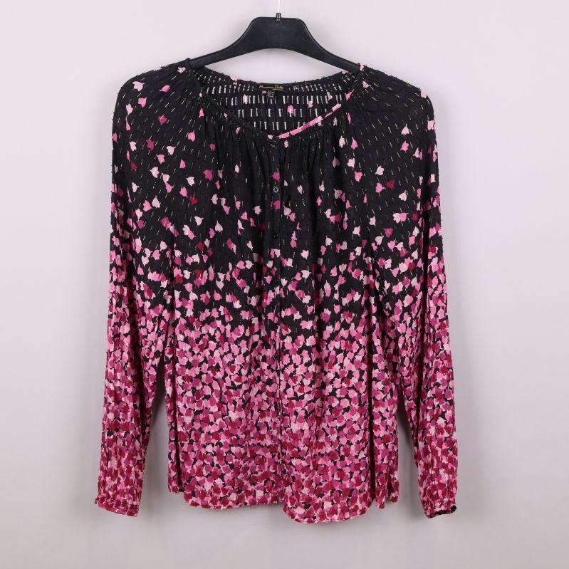 Blommig blus i rosa och svart 