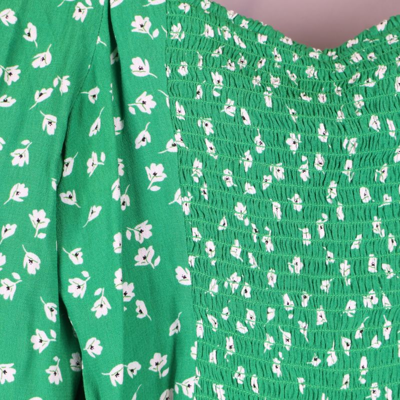 Närbild av smockdetaljer på blus