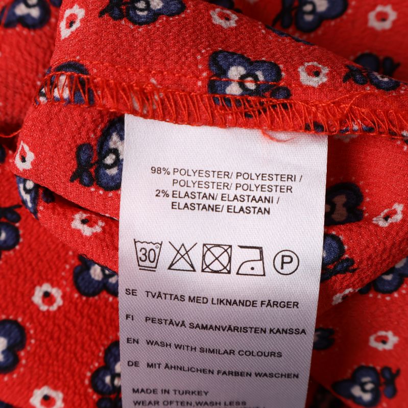 Materialetikett 98% polyester, 2% elastan