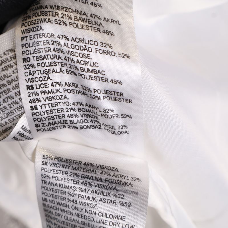 Materialetikett med blandade tyger