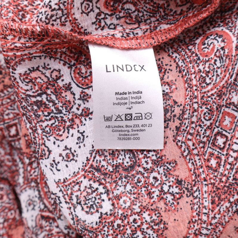Lindex etikett med storleks- och ursprungsinformation