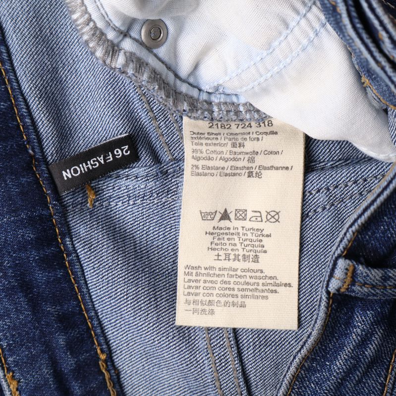 Närbild på materialetikett i jeans