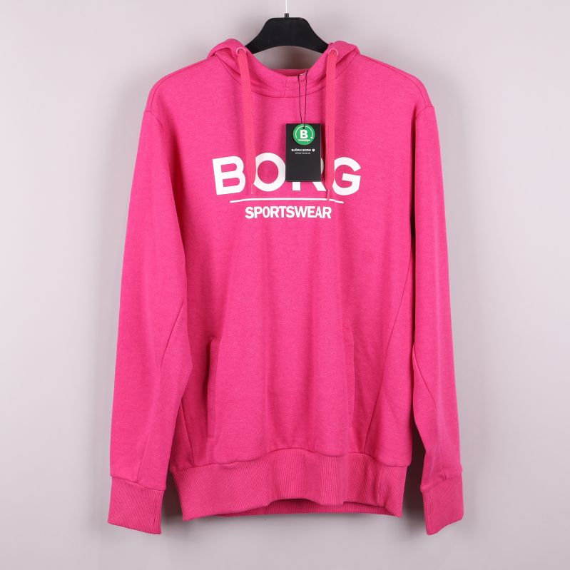 Rosa hoodie med Borg logotyp fram