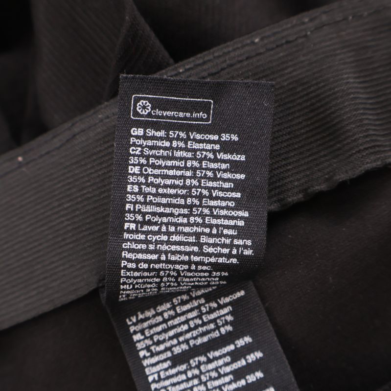 Materiallapp visar viskos, polyamid och elastan