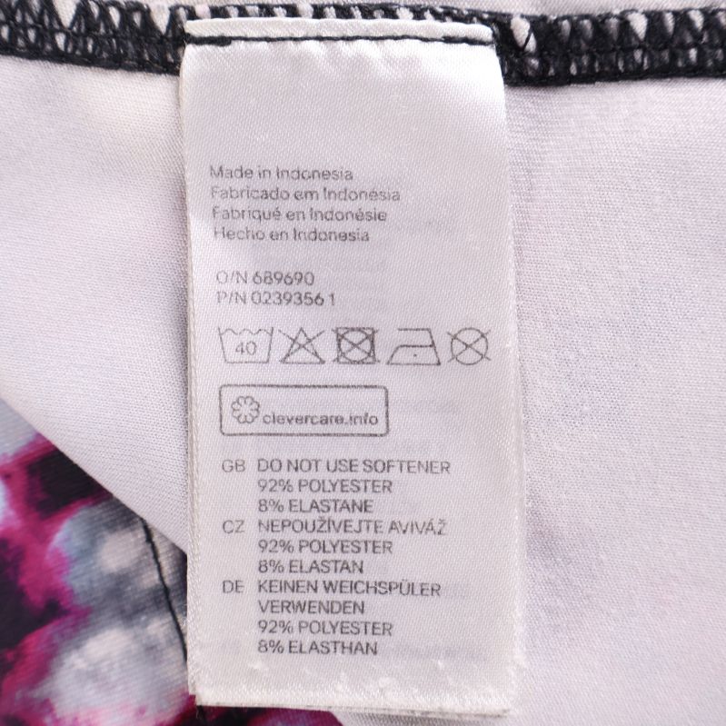 Materiallapp med information om polyester och elastan