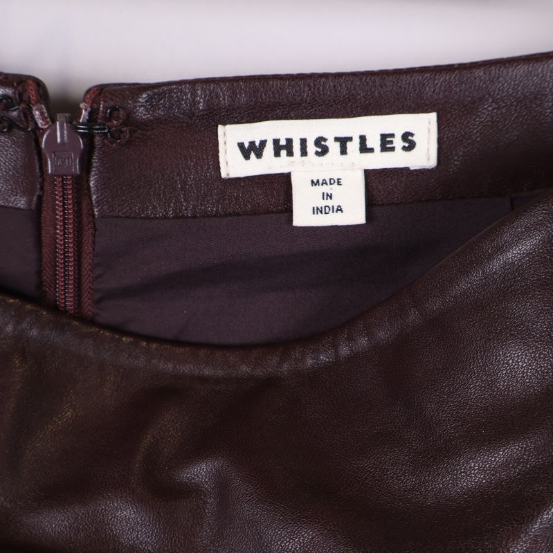 Mörkbrun läderkjol med Whistles-märke och dragkedja