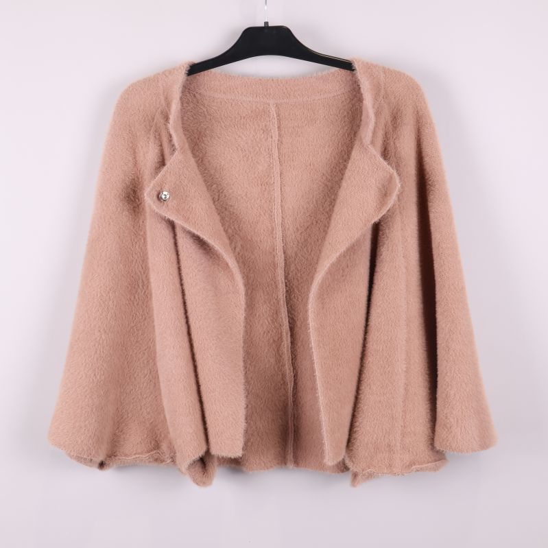 Cape i beige teddytextur öppnad framtill