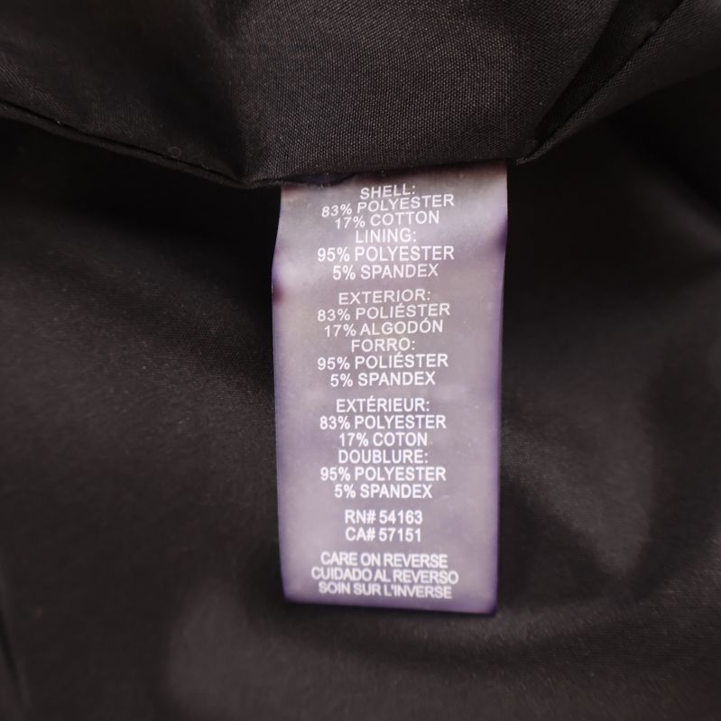 Materiallapp med procent för polyester, bomull och spandex