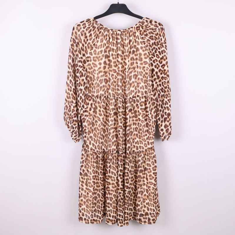 Leopardmönstrad klänning med volanger bakifrån