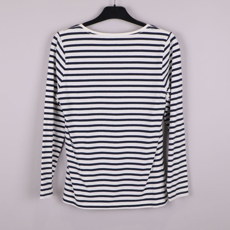 Baksidan av randig långärmad tröja 