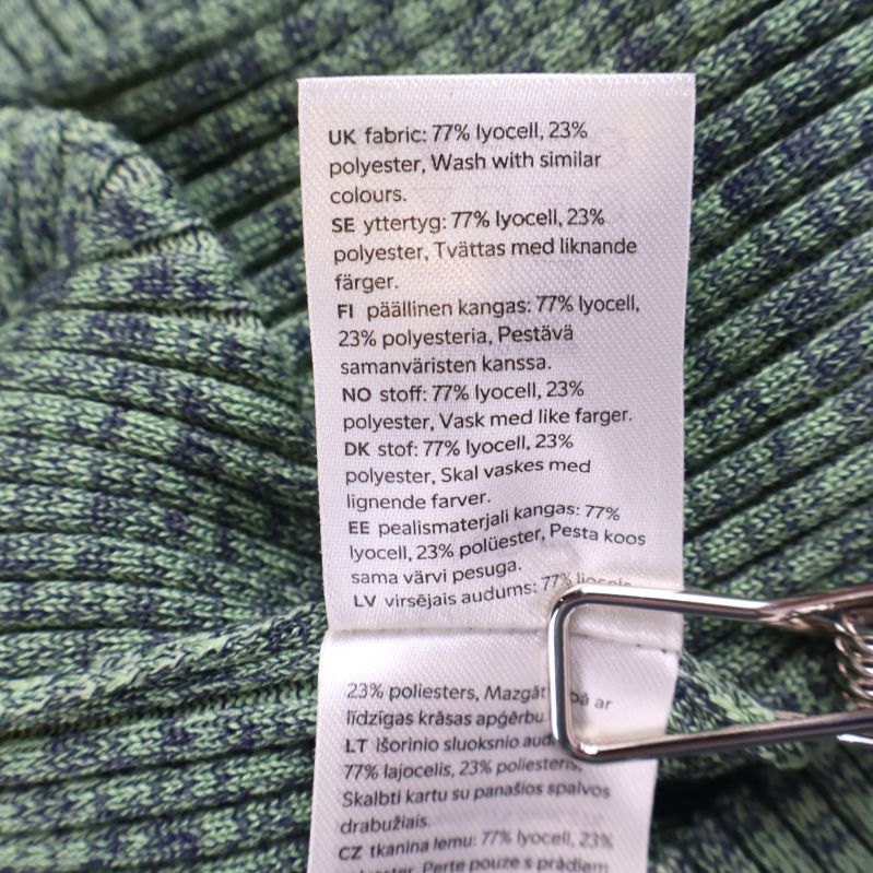 Närbild på material- och tvättråd med procentsatser