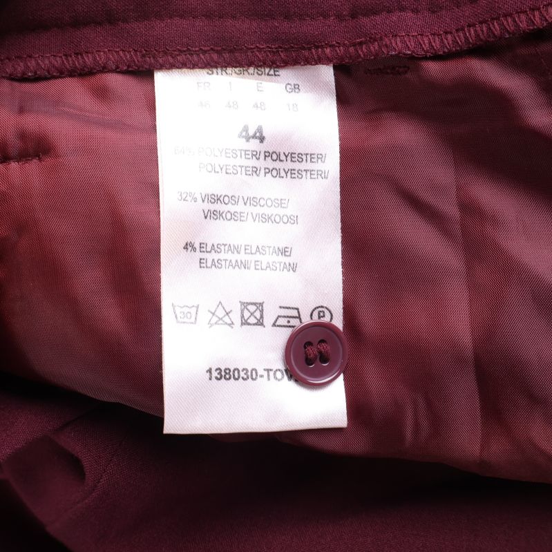 Materiallapp visar polyester, viskos och elastan