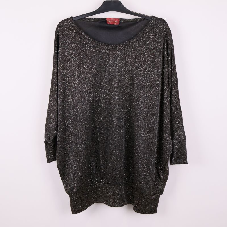 Framsidan av svart guldig glittrande butterfly topp