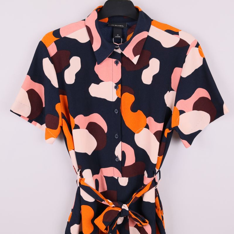 Övre del av kortärmad klänning med färgglatt mönster