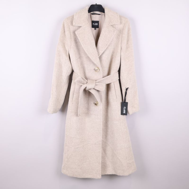 Beige lång kappa med midjeskärp 