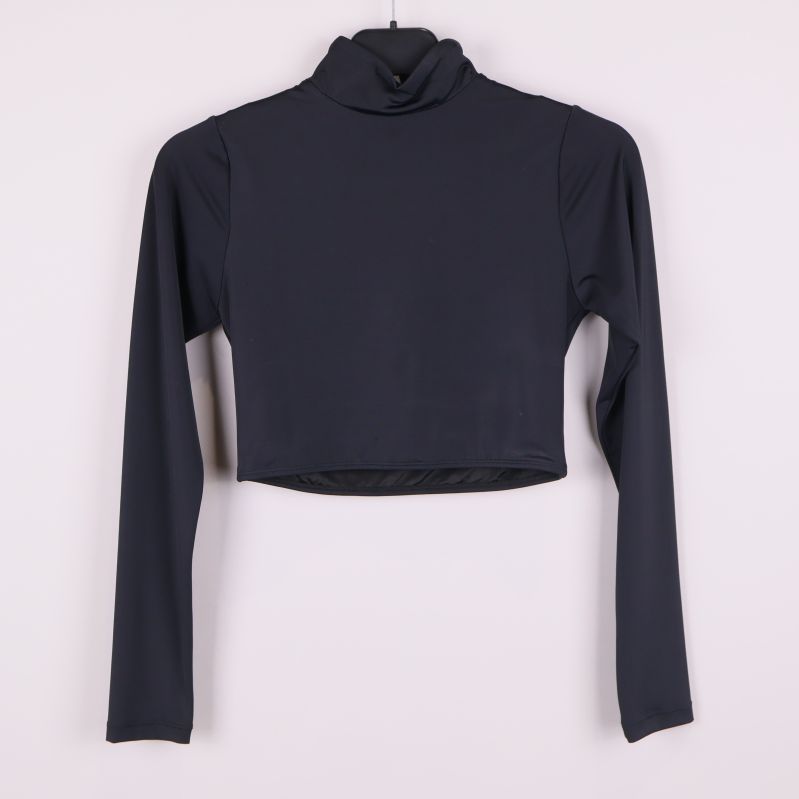 Framsida av svart bikinitopp med lång ärm