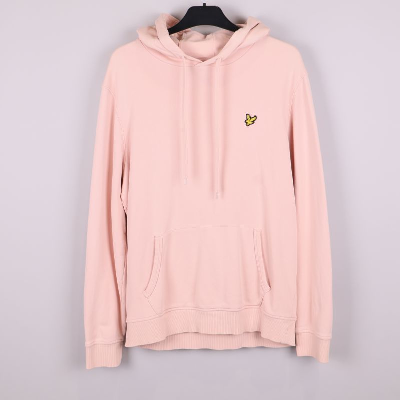 Ljusrosa hoodie med broderad logotyp framtill
