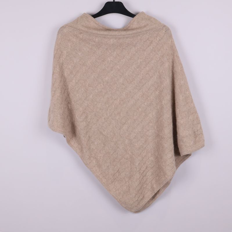 Beige stickad poncho 