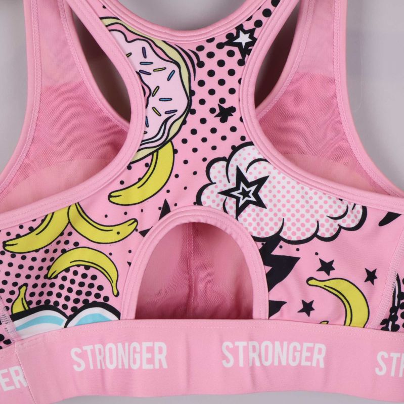 Baksida sport-bh med donut och bananer motiv