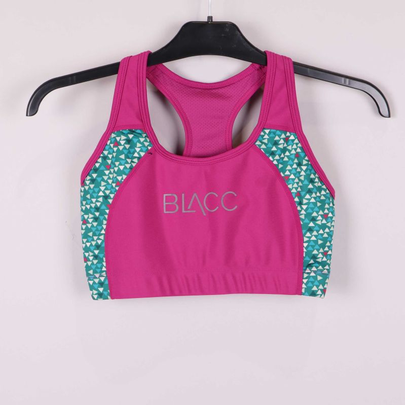 Cerise sport-bh med grafiskt mönster