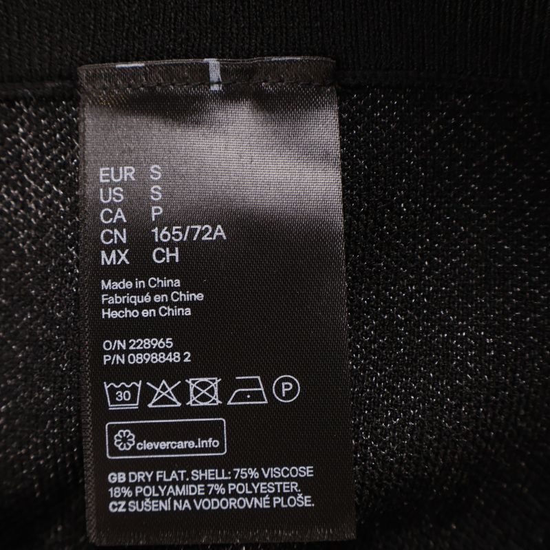 Materiallapp som visar viskos, polyamid och polyester