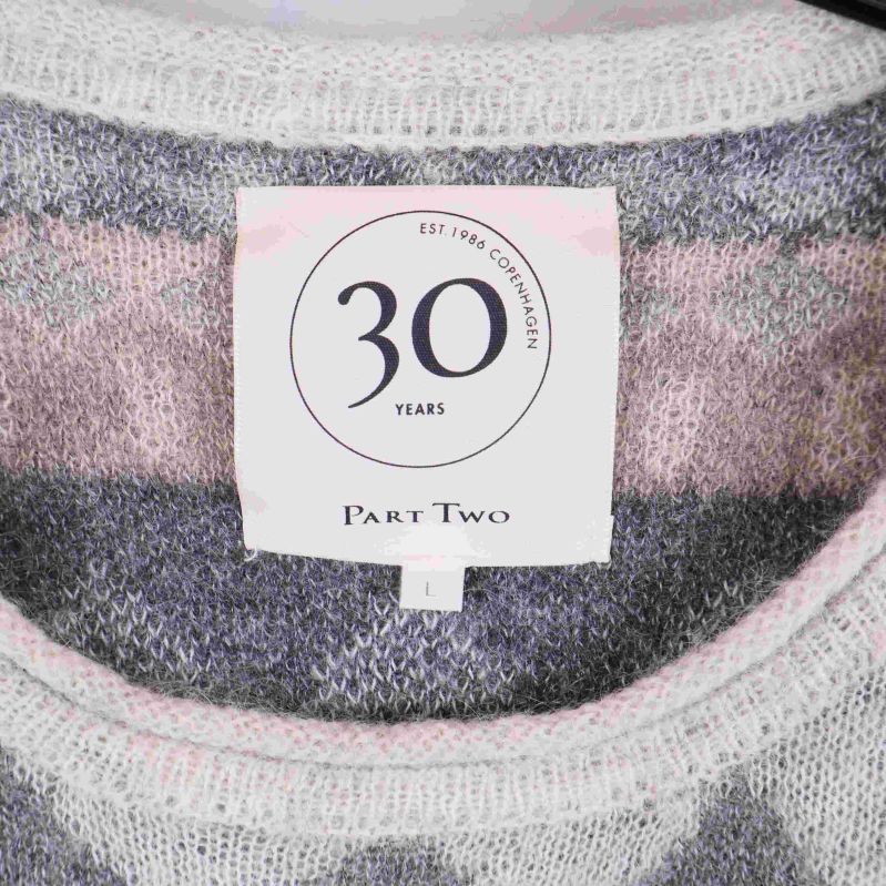 Närbild på etiketten Part Two i nacke