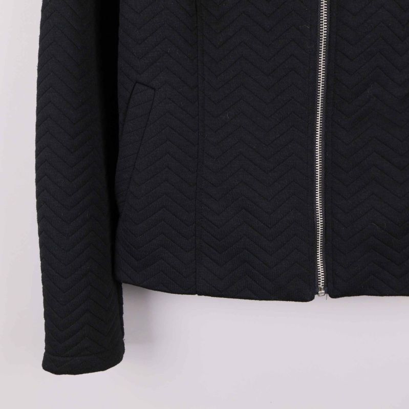 Ficka och nedre del av svart quiltad jacka