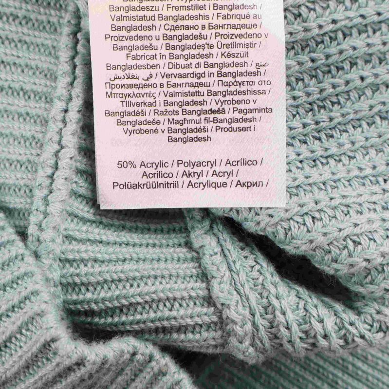 Materiallapp visar 50 procent akryl