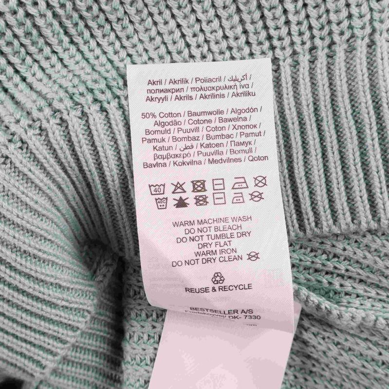 Materiallapp med information om 50 procent bomull