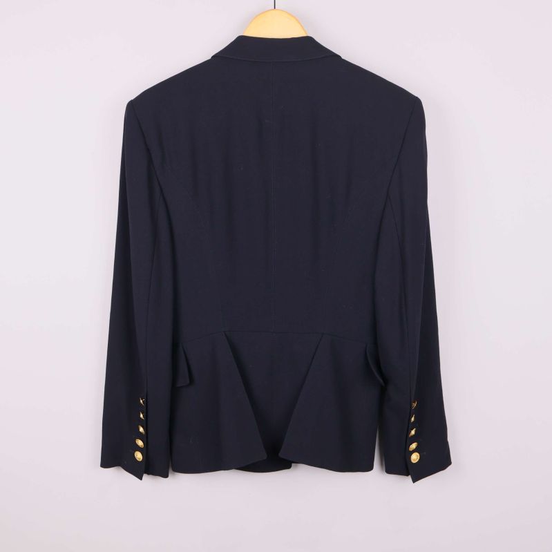 Baksida av kavaj i marinblå ull