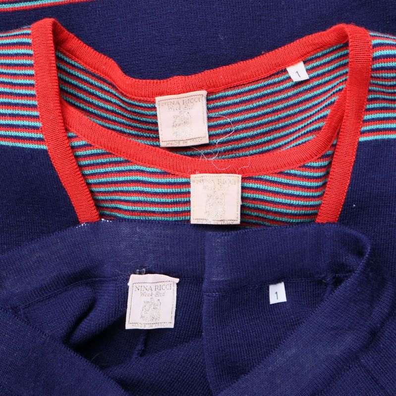 Närbild av setets etiketter och storlekslapp i krage