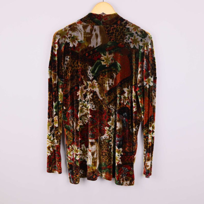 Flerfärgad långärmad topp med blommigt mönster