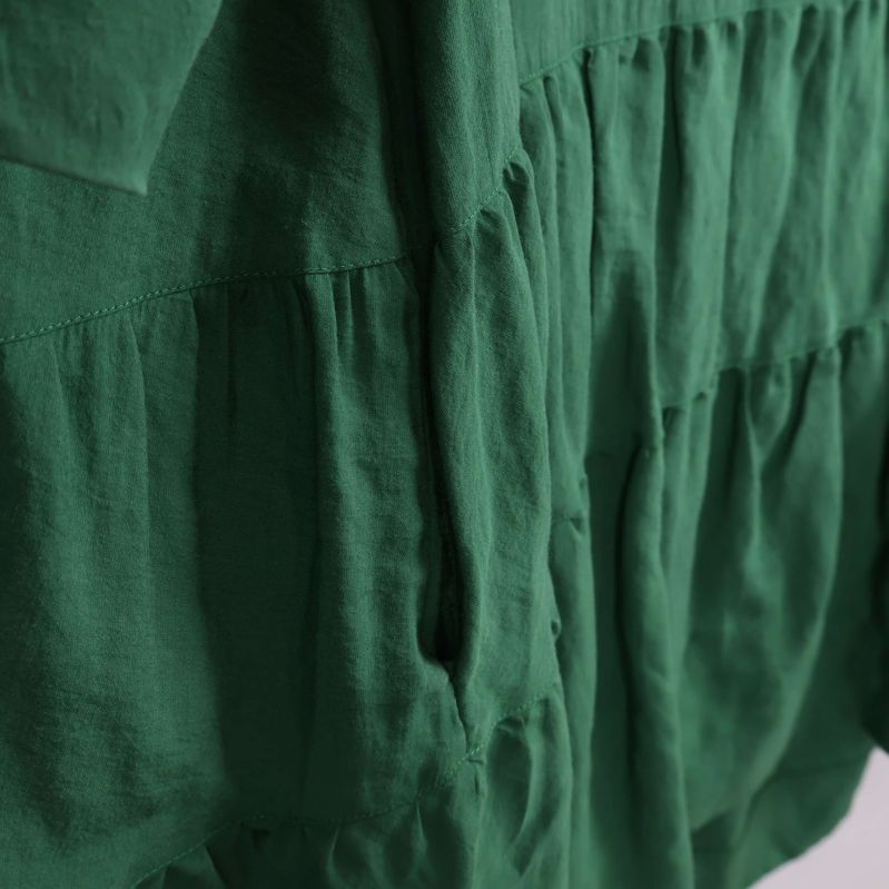 Närbild på ficka och struktur vid klänningens nederdel