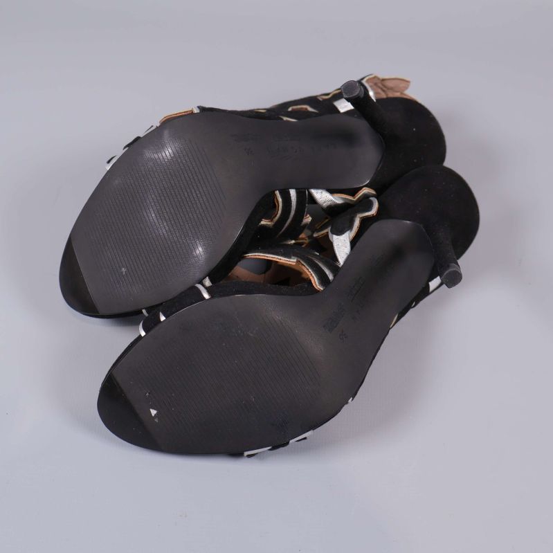 Undersida av sandaler visar sula och slitage