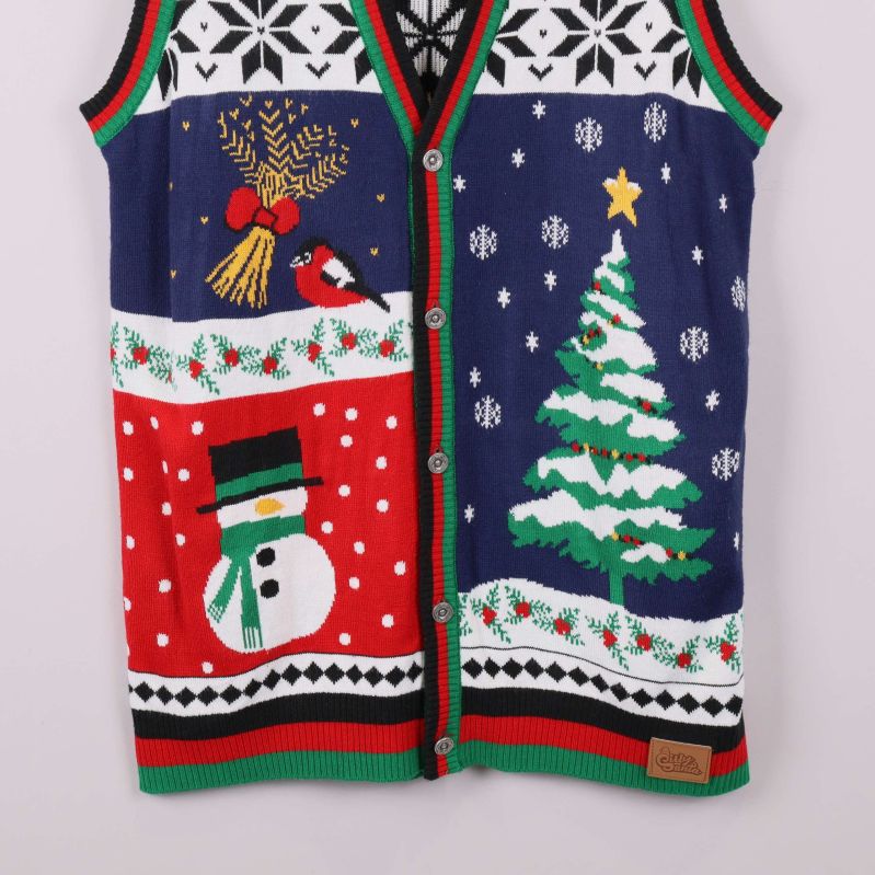 Nederdel av väst med snögubbe och julmotiv