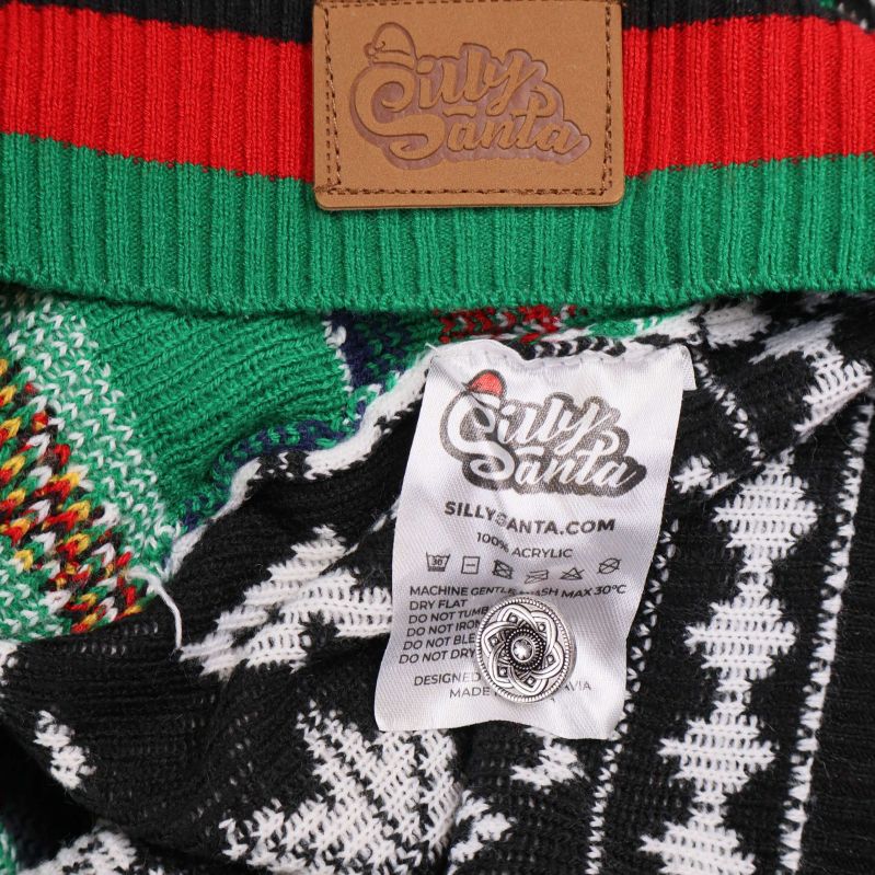 Material- och tvättrådsetikett Silly Santa