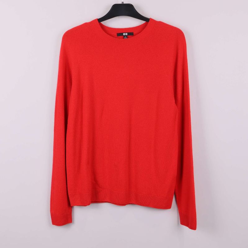 Röd kashmirtröja med rund hals 