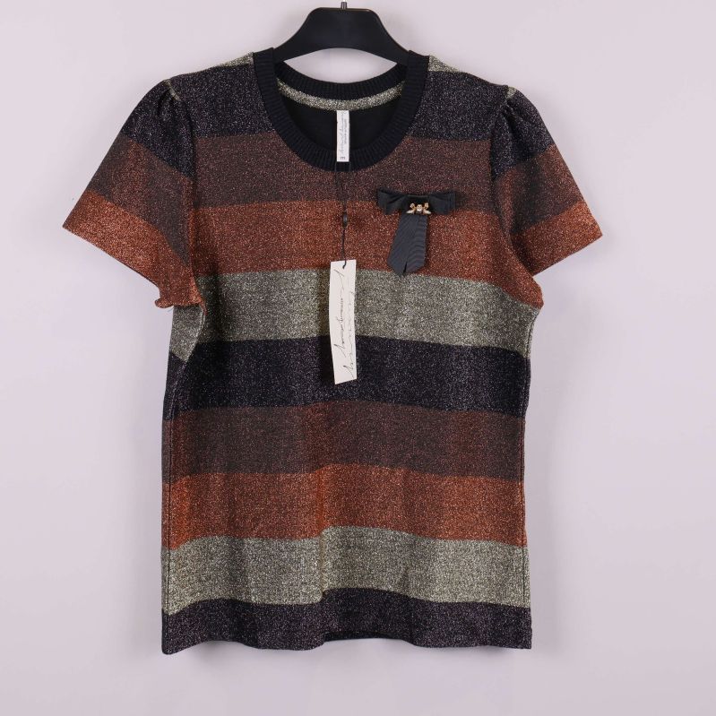 Randig t-shirt med glittrig yta 