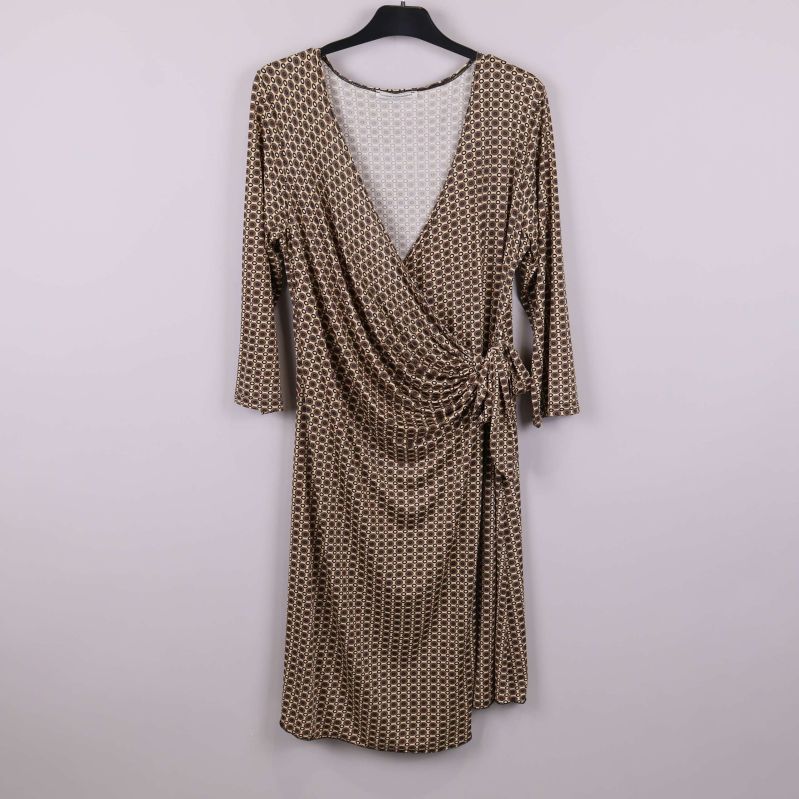 Omslagsklänning med grafiskt mönster hängande framifrån