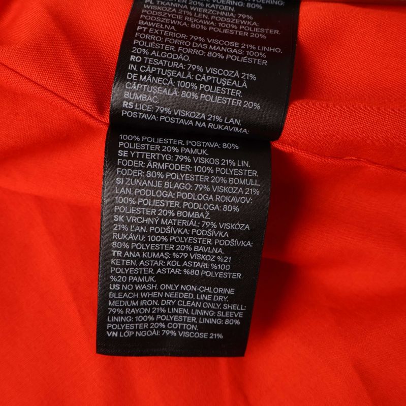 Detaljerad materialetikett