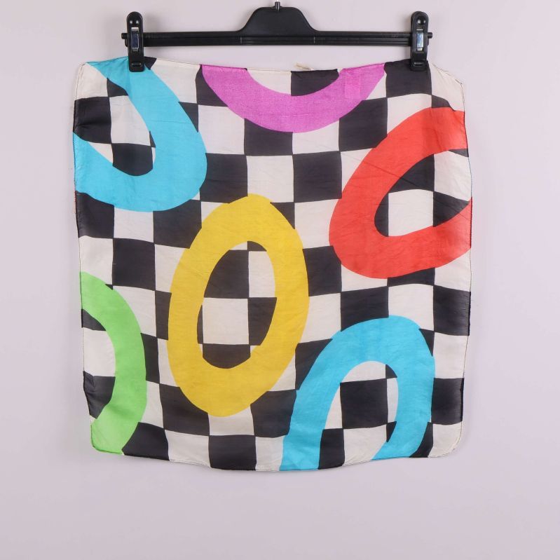 Stor scarf i rutmönster med färgglada ovala mönster