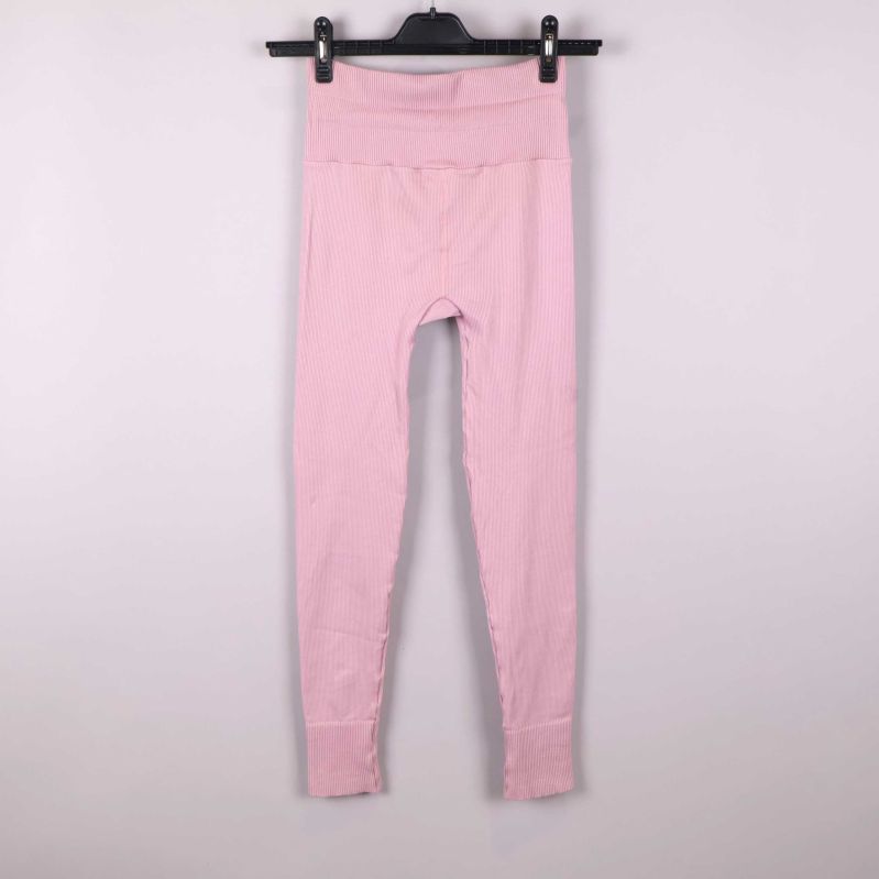 Baksida ribbade leggings ljusrosa