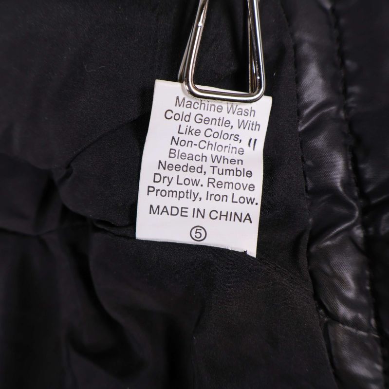 Tvättrådslapp på engelska och tillverkningsland