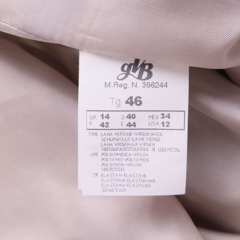 Materialetikett med materialinfo och storlek 46